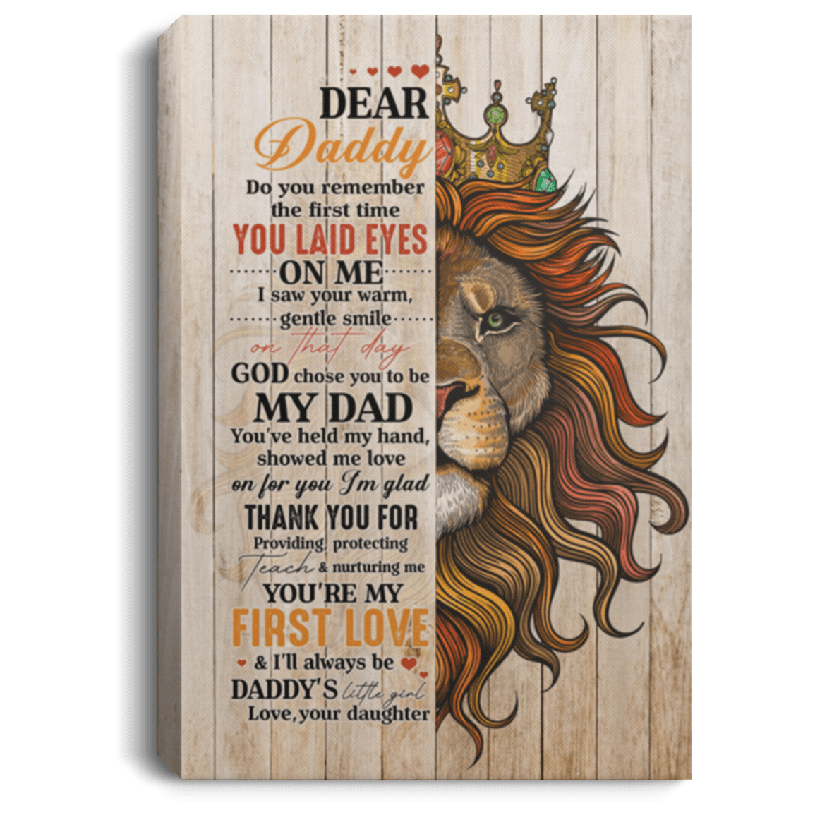 Dear Daddy I Saw Your Warm Gentle Smile Gift For Dad From Daughter Gallery Wrapped Framed Canvas Prints, White, 0.75'' Framed Canvas