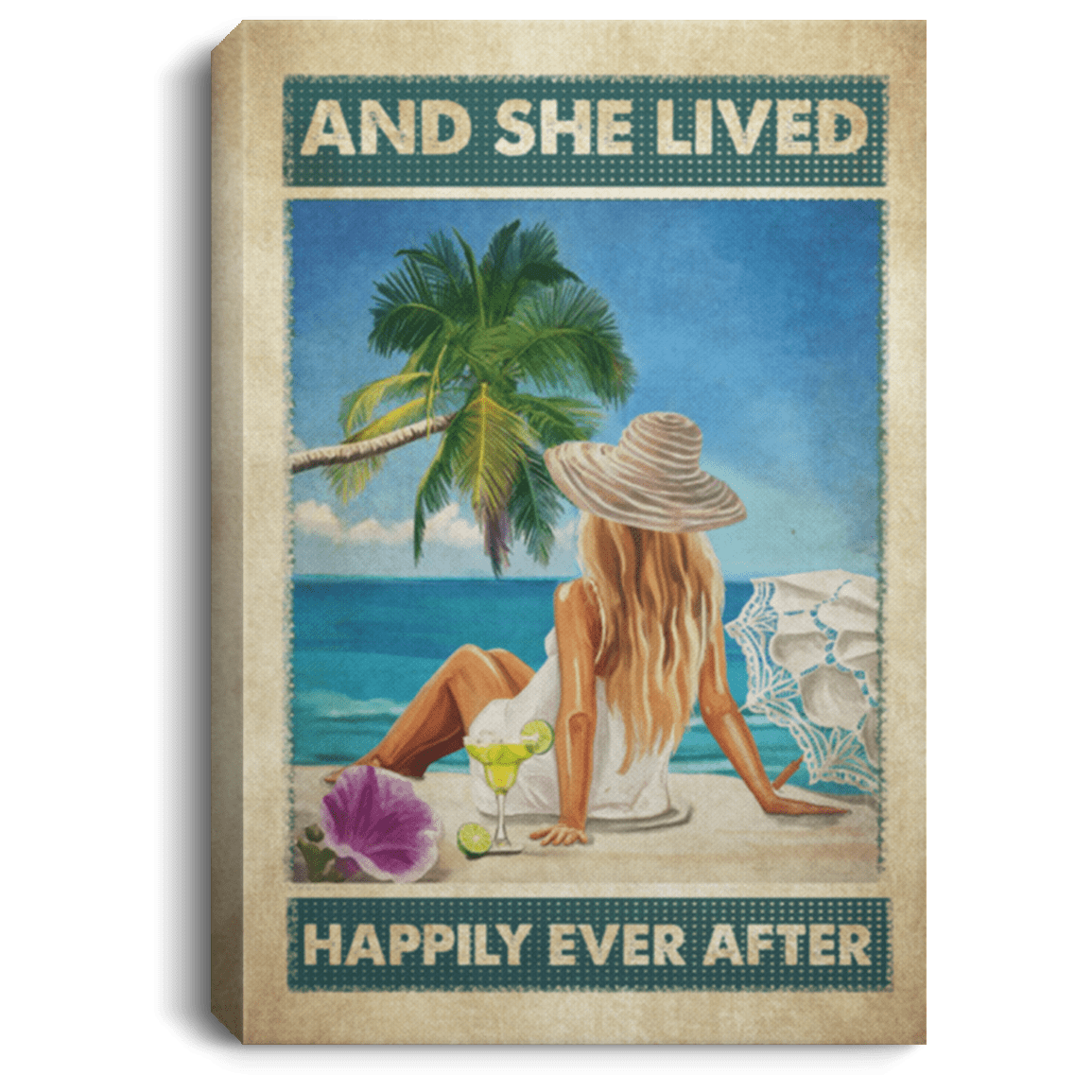 Swimming Beach and She Lived Happily Ever After Framed Canvas - Unframed Poster, White, 0.75'' Framed Canvas Swimming Beach and She Lived Happily Ever After Framed Canvas - Unframed Poster, White, 0.75'' Framed Canvas