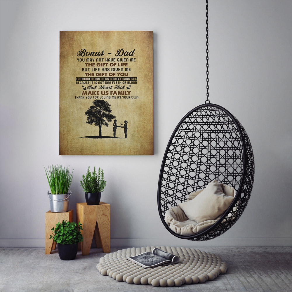 To Bonus Dad The Gift Of Life Saying From Daughter Canvas Poster Mockup