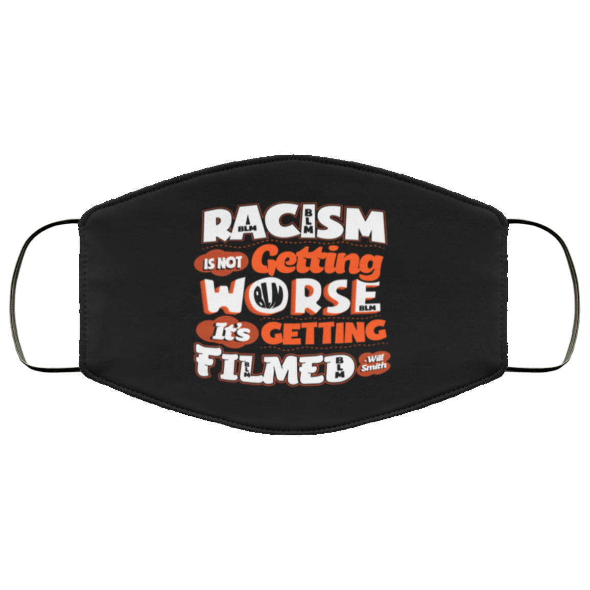 Racism Is Not Getting Worse It's Getting Filmed Washable Reusable Custom – Printed Cloth Face Mask Cover, White, Cloth Face Mask