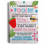 Personalized the Pool Rules the Lifeguard Is Probably on a Beer Run Framed Canvas - Unframed Poster, White, 0.75'' Framed Canvas