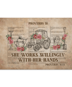Proverbs 31 She Works Willingly with Her Hands Gallery Wrapped Framed Canvas Prints - Unframed Poster, White, 0.75'' Framed Canvas