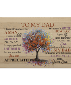 To My Dad From Son Tree Saying Canvas, White, 0.75'' Framed Canvas