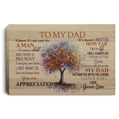To My Dad From Son Tree Saying Canvas, White, 0.75'' Framed Canvas