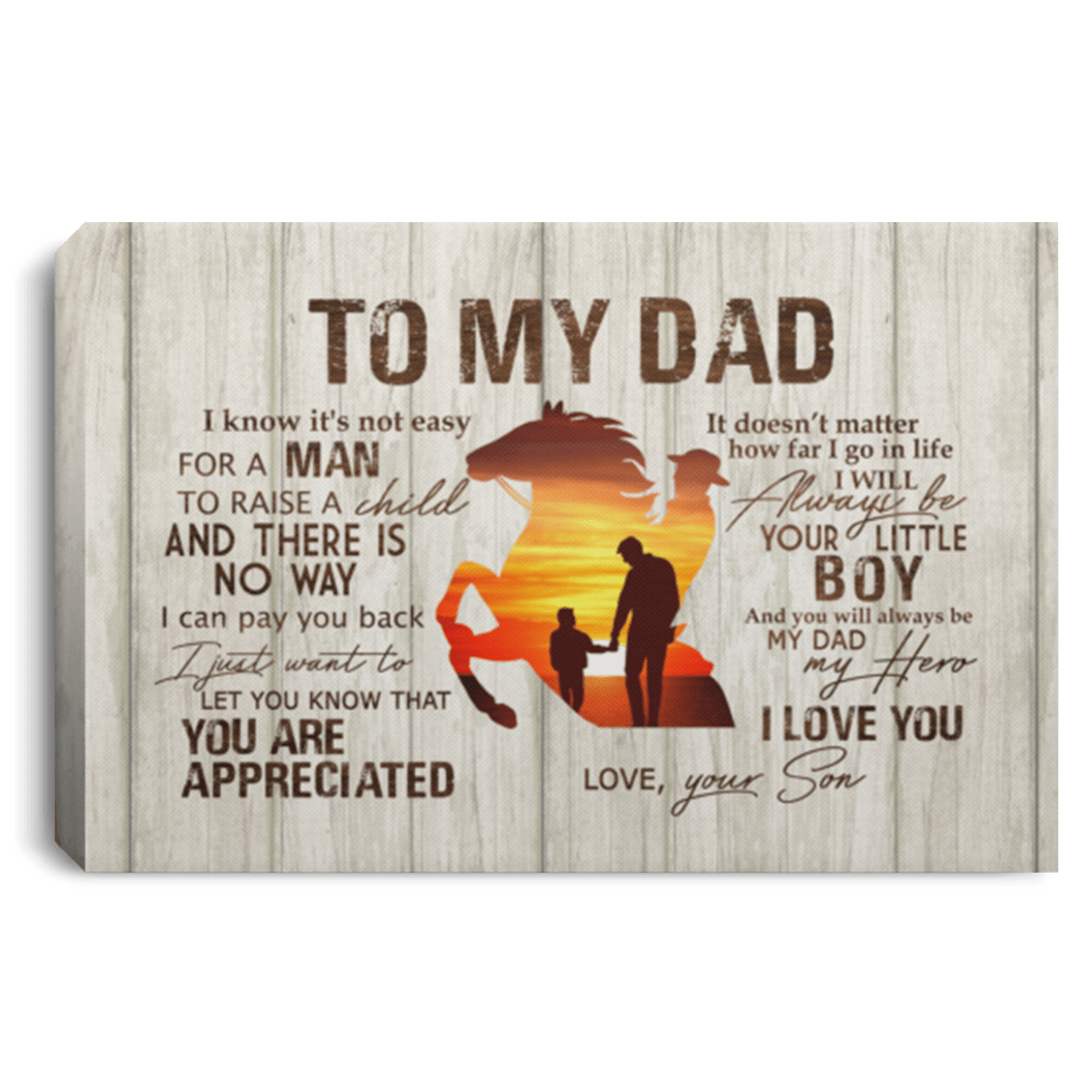 y Dad Horse Riding Canvas, White, 0.75'' Framed Canvas
