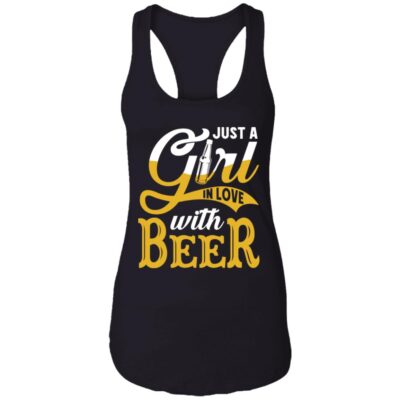 Just A Girl In Love With Beer Tank Top, Black, Ladies Racerback Tank