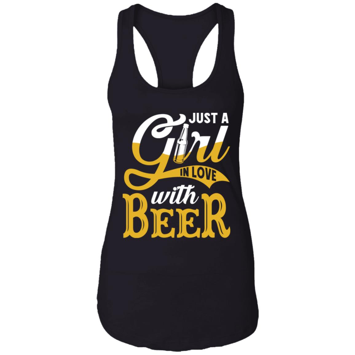Just A Girl In Love With Beer Tank Top, Black, Ladies Racerback Tank