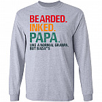 Bearded Inked Papa Like a Normal Grandpa But Bada-s Hoodie - Sweatshirt - Long Sleeve Shirt, Sport Grey, Long Sleeve