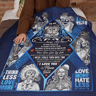 Alternative view of To My Girlfriend Blanket - You Are My Always And Forever Blanket - Skull Couple Fleece Blanket