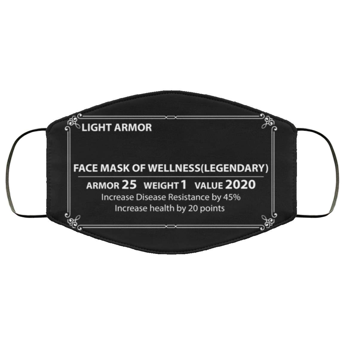 Light Armor Face Mask Of Wellness Legendary Washable Reusable Custom – Printed Cloth Face Mask Cover, Black, Cloth Face Mask