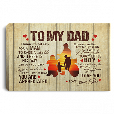 From Son To My Dad It's Not Easy To Raise A Child Dirt Bike Canvas Poster - Father's Day Dirt Bike Wall Art, White, 0.75'' Framed Canvas