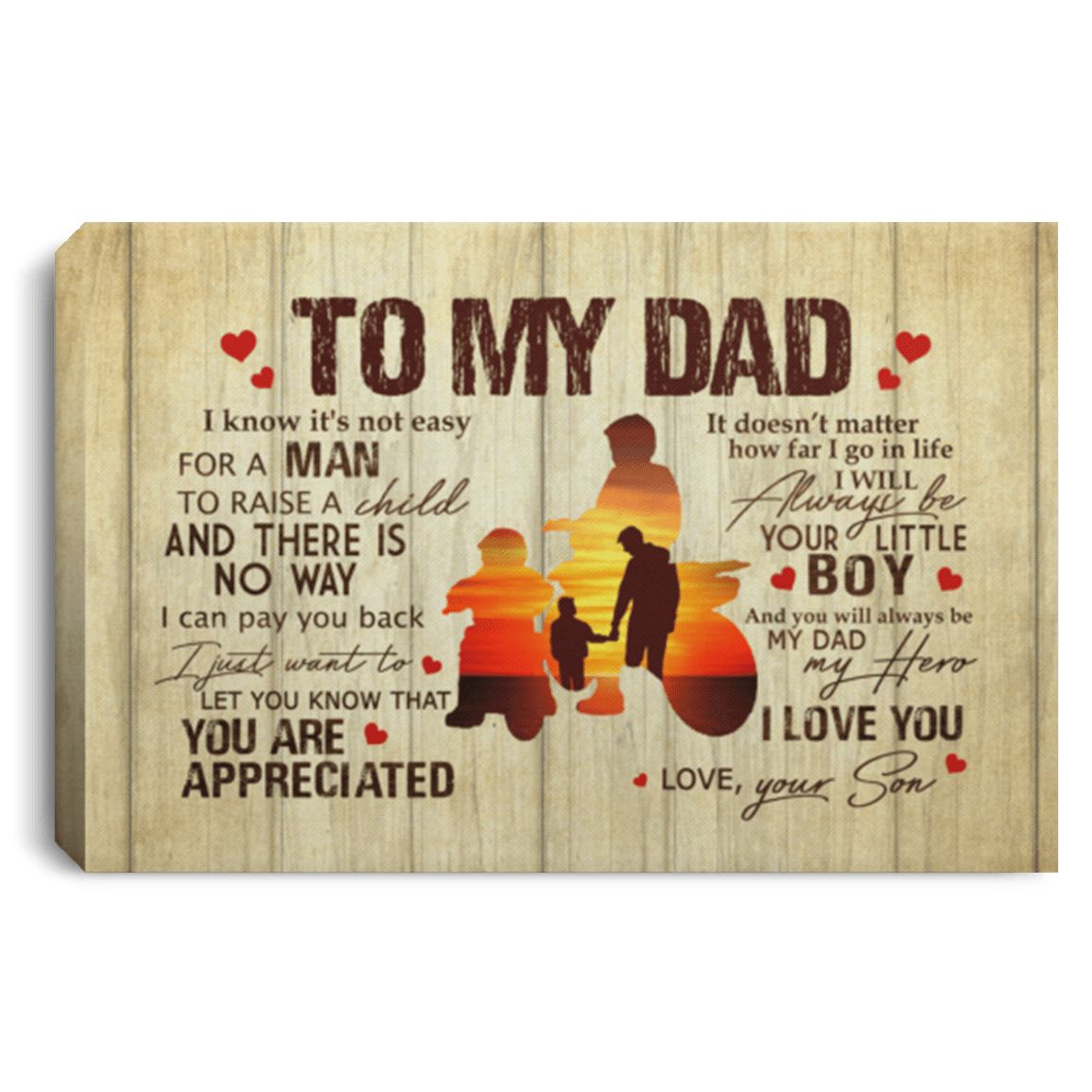From Son To My Dad It's Not Easy To Raise A Child Dirt Bike Canvas Poster - Father's Day Dirt Bike Wall Art, White, 0.75'' Framed Canvas