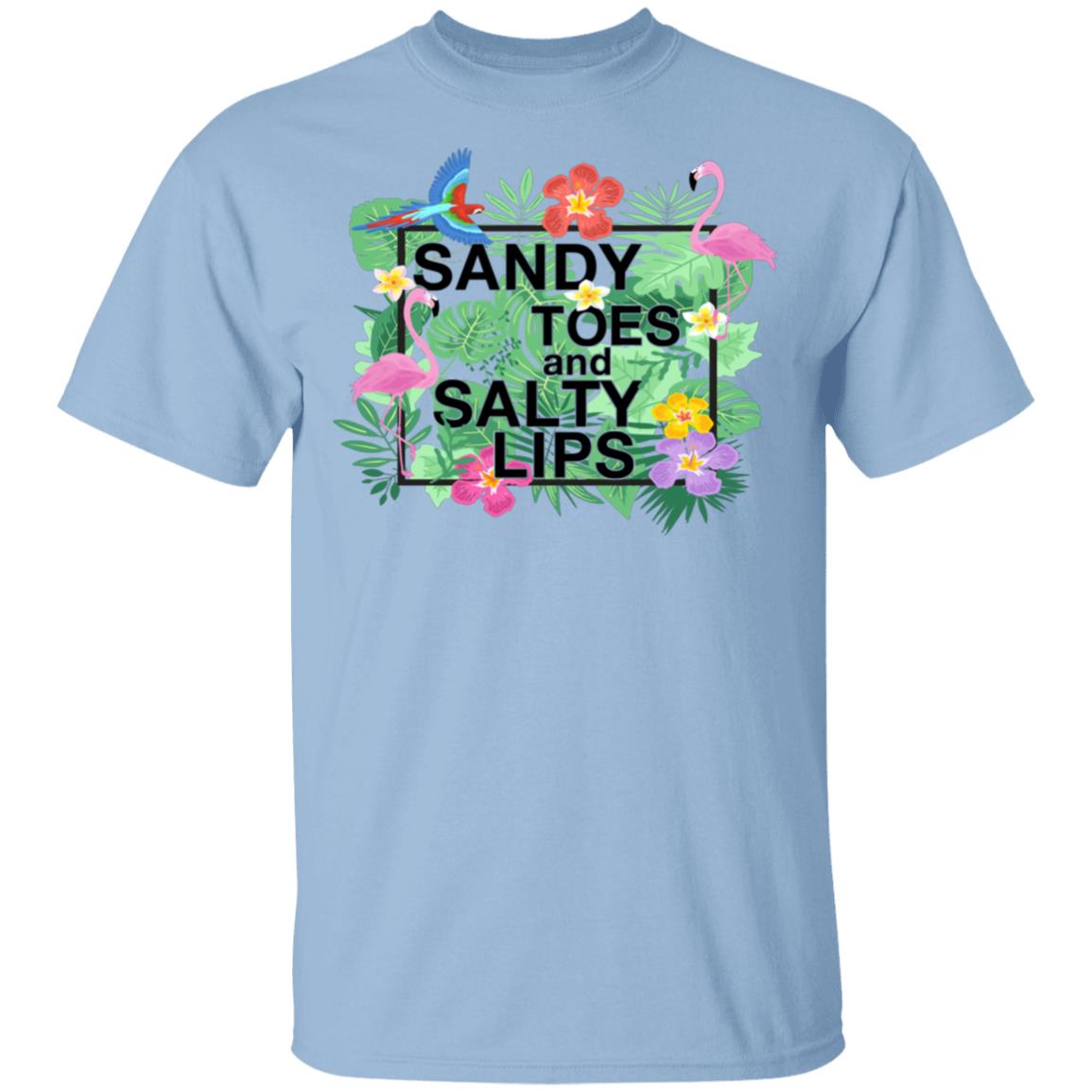 Sandy Toes And Salty Lips T-Shirt - Funny Love Beach Shirt, Light Blue, Unisex T-Shirt