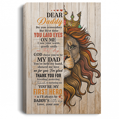 Dear Daddy I Saw Your Warm Gentle Smile Gift For Dad From Son Gallery Wrapped Framed Canvas Prints, White, 0.75'' Framed Canvas