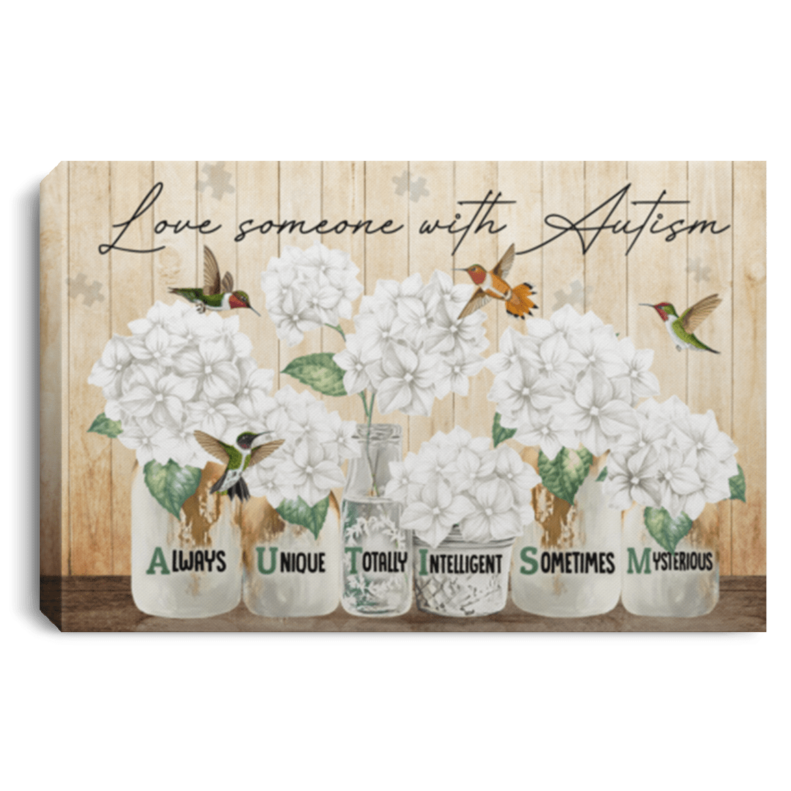 Love Someone with Autism Hummingbird Floral Always Unique Intelligent Framed Canvas - Unframed Poster, White, 0.75'' Framed Canvas Love Someone with Autism Hummingbird Floral Always Unique Intelligent Framed Canvas - Unframed Poster, White, 0.75'' Framed Canvas