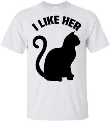 I Like Her Pussy - Rooster Cat Couple Funny Couple T-shirt - V-neck Shirt