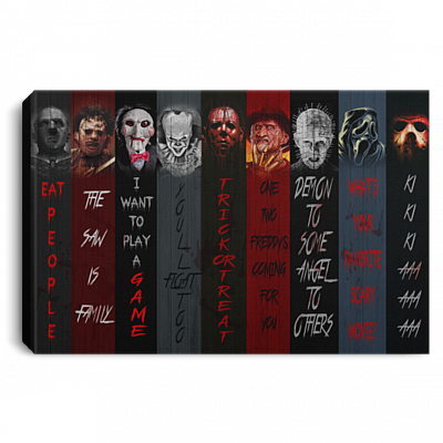 Horror Character Halloween Framed Canvas Print - Unframed Poster, White, 0.75'' Framed Canvas