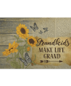 Grandkids Make Life Grand Gallery Wrapped Framed Canvas Prints - Grandparents Gifts Unframed Poster, White, 0.75'' Framed Canvas