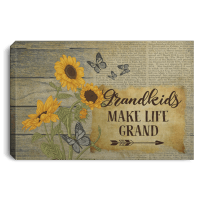 Grandkids Make Life Grand Gallery Wrapped Framed Canvas Prints - Grandparents Gifts Unframed Poster, White, 0.75'' Framed Canvas