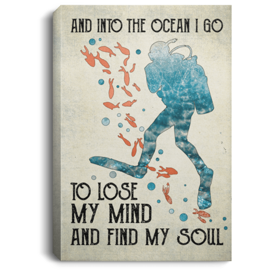 Ocean Diving Canvas Poster, White, 0.75'' Framed Canvas