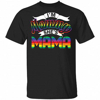 I'm Mama She's Mommy T-Shirt - Lesbian Couple Matching Shirt, Black, Unisex T-Shirt