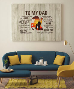From Daughter To My Dad It's Not Easy To Raise A Child Horse Canvas Poster - Father's Day Horse Riding Wall Art Mockup