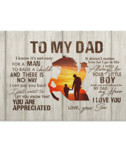 From Son To My Dad It's Not Easy To Raise A Child Horse Canvas Poster - Father's Day Horse Riding Wall Art, White, 0.75'' Framed Canvas
