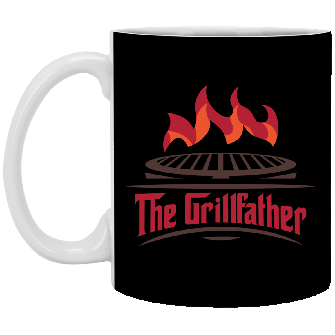 The Grillfather Gift For Dad Ceramic Coffee Mug - Water Bottle, Black, 11 oz. White Mug