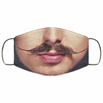Man With Moustache - funny Face Mask - Washable Reusable Custom – Printed Cloth Face Mask Cover, White, Cloth Face Mask