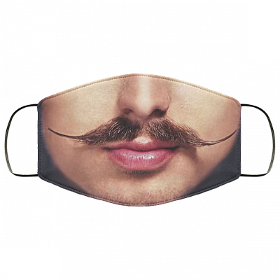 Man With Moustache - funny Face Mask - Washable Reusable Custom – Printed Cloth Face Mask Cover, White, Cloth Face Mask