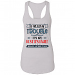 If We Get In Trouble It's My Bestie's Fault Because I Listened To Her Ladies Point Left Matching Bestie Tank Top - Ladies Racerback Tank, White, Ladies Racerback Tank If We Get In Trouble It's My Bestie's Fault Because I Listened To Her Ladies Point Left Matching Bestie Tank Top - Ladies Racerback Tank, White, Ladies Racerback Tank