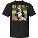 Ben Drunkin Drinking Beer Vintage Retro T-Shirt - Funny Ben Franklin Shirt, Black, Unisex T-Shirt