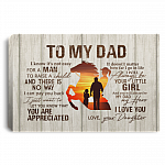 From Daughter To My Dad It's Not Easy To Raise A Child Horse Canvas Poster- Father's Day Horse Riding Wall Art, White, 0.75'' Framed Canvas