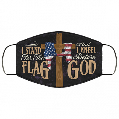 I Stand For The Flag And Kneel Before God Washable Reusable Custom - Printed Cloth Face Mask Cover, Black, Cloth Face Mask