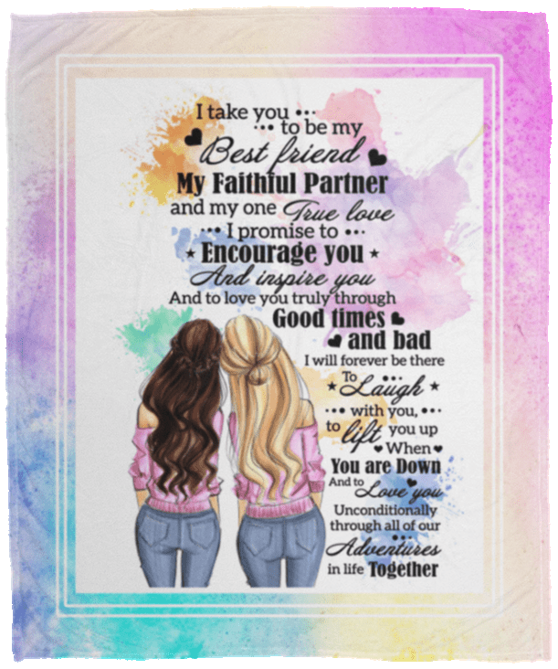 I Take You to Be My Best Friend My Faithful Partner - Girl Best Friend Fleece Blanket - Sherpa Blanket, White, Cozy Plush Fleece Blanket - 50x60