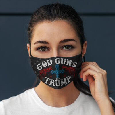 Alternative view of God Guns And Trump America Washable Reusable Custom – Printed Cloth Face Mask Cover
