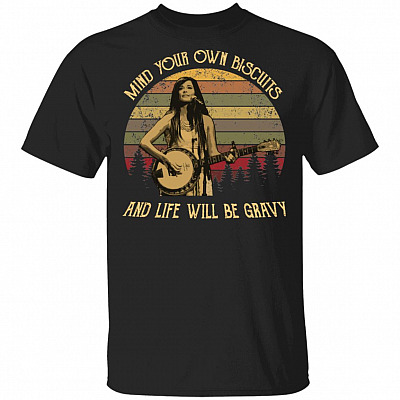 Mind Your Old Biscuits and Life Will Be Gravy Vintage Retro T-Shirt, Black, Unisex T-Shirt