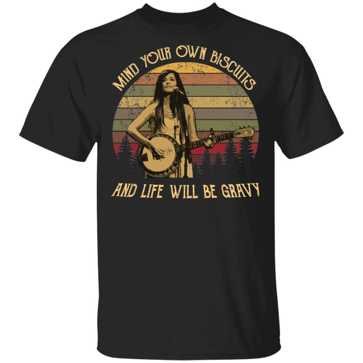 Mind Your Old Biscuits and Life Will Be Gravy Vintage Retro T-Shirt, Black, Unisex T-Shirt