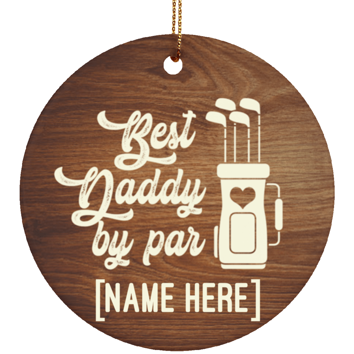 Personalized Best Daddy By Par Ornament Keepsake - Circle Porcelain Ceramic Ornament - Dad Golf Gifts, White, Ceramic Circle Ornament