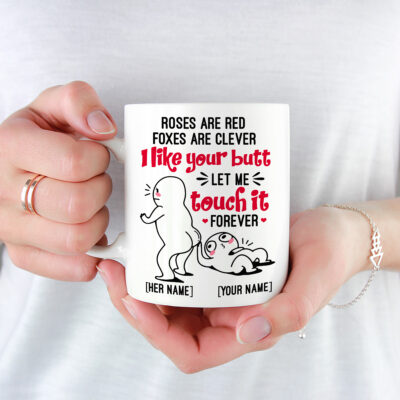 Alternative view of Personalized Roses Are Red Foxes Are Clever I Like Your Butt Let Me Touch It Forever Ceramic Coffee Mug - Beer Stein