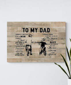 Alternative view of Biker Son To My Dad I Know It's Not Easy For A Man To Raise A Child Framed Canvas - Unframed Poster