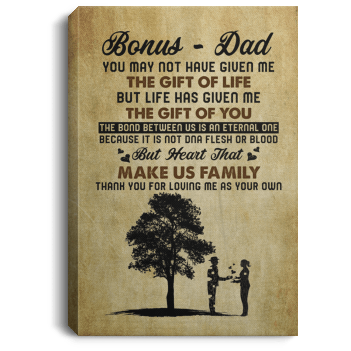 To Bonus Dad Canvas Poster, White, 0.75'' Framed Canvas