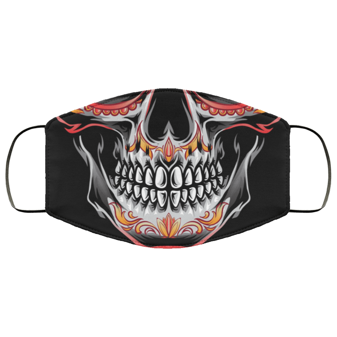 Sugar Skull Calavera Men Mexican Bandanas Washable Reusable Custom – Printed Cloth Face Mask Cover, Black, Cloth Face Mask