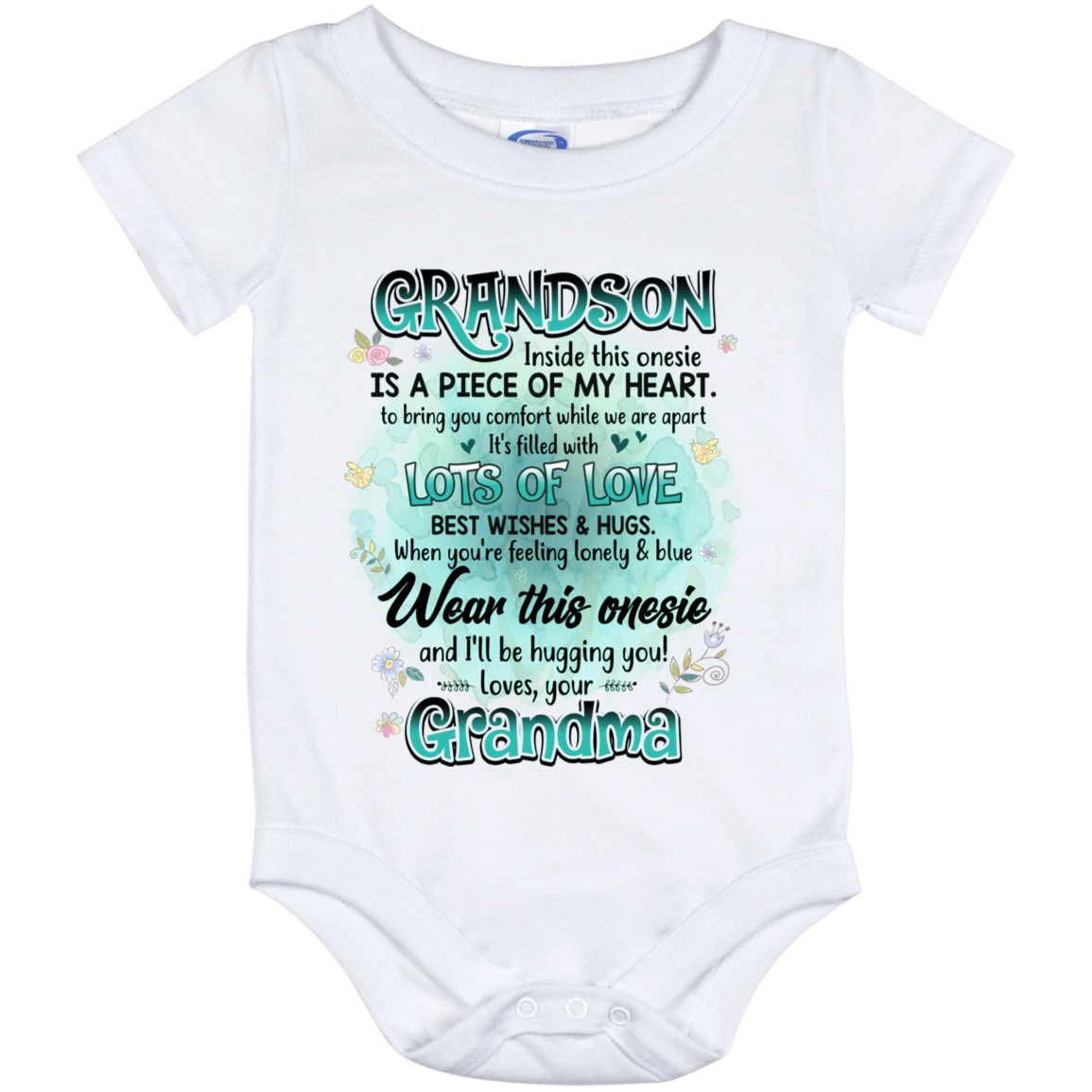 Grandson Inside This Onesie Is A Piece Of My Heart To Bring You Comfort Baby Onesie - Toddler Infant Bodysuit, White, Baby Onesie - 12 Month