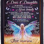 Dear Daughter In My Eyes There Is No One That Can Equal Your Beauty Fleece Blanket - Premium Sherpa Blanket, White, Cozy Plush Fleece Blanket - 50x60