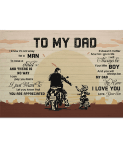 Cruiser Motorbike To My Dad I Know It's Not Easy For A Man To Raise A Child Framed Canvas Prints - Unframed Poster, White, 0.75'' Framed Canvas