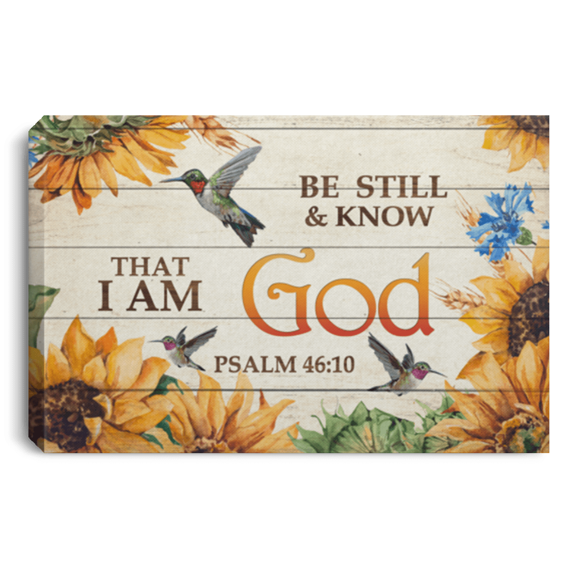 Be Still and Know That I Am God Psalm 46:10 Humming Bird Framed Canvas - Unframed Poster - Home Decor Wall Art, White, 0.75'' Framed Canvas