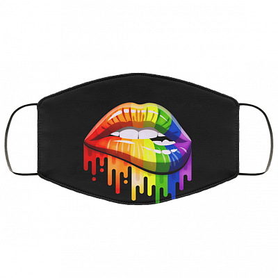 LGBT Flag Lips Washable Reusable Custom – Printed Cloth Face Mask Cover, Black, Cloth Face Mask