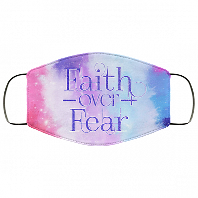 Faith Over Fear Washable Reusable Custom – Printed Cloth Face Mask Cover, White, Cloth Face Mask
