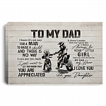 From Daughter To My Dad Not Easy To Raise A Child Dirt Bike Canvas Poster - Father's Day Dirt Bike Wall Art, White, 0.75'' Framed Canvas